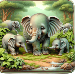 かわいい象の子供が友達と遊んでいる様子