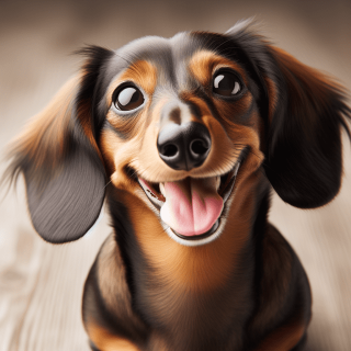 ダックスフンドが笑顔でほほえんでいる画像