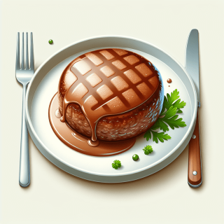 300gの大きいハンバーグステーキ　イラスト