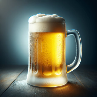 みずみずしいよく冷えたビール　ジョッキ　写真