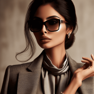 高級なサングラスをかけた清楚な女性