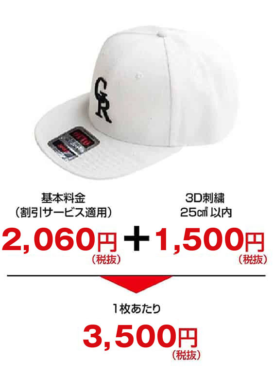 「3D刺繍」価格例
