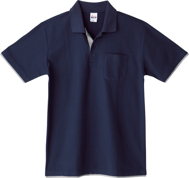 ネイビー×グレー｜アクセントカラーポロシャツ