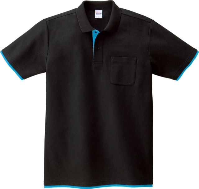 ブラック×ターコイズ｜アクセントカラーポロシャツ