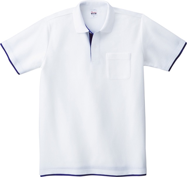 ホワイト×ロイヤルブルー｜アクセントカラーポロシャツ