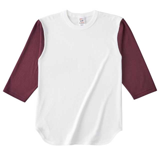 ナチュラル×バーガンディ｜7分袖ベースボールTシャツ