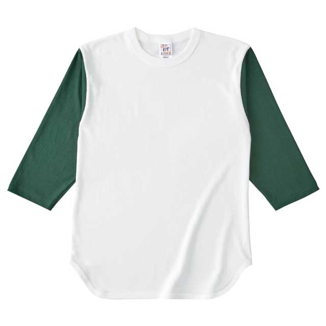 ナチュラル×フォレストグリーン｜7分袖ベースボールTシャツ
