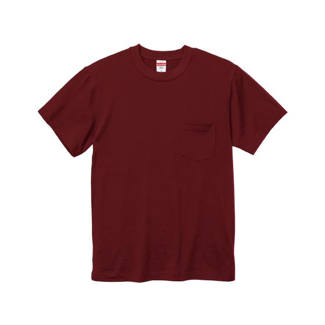 バーガンディ｜マッスルポケットTシャツ