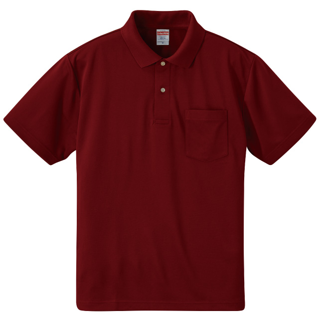 バーガンディ｜さらさらドライポロシャツ(ポケット付)