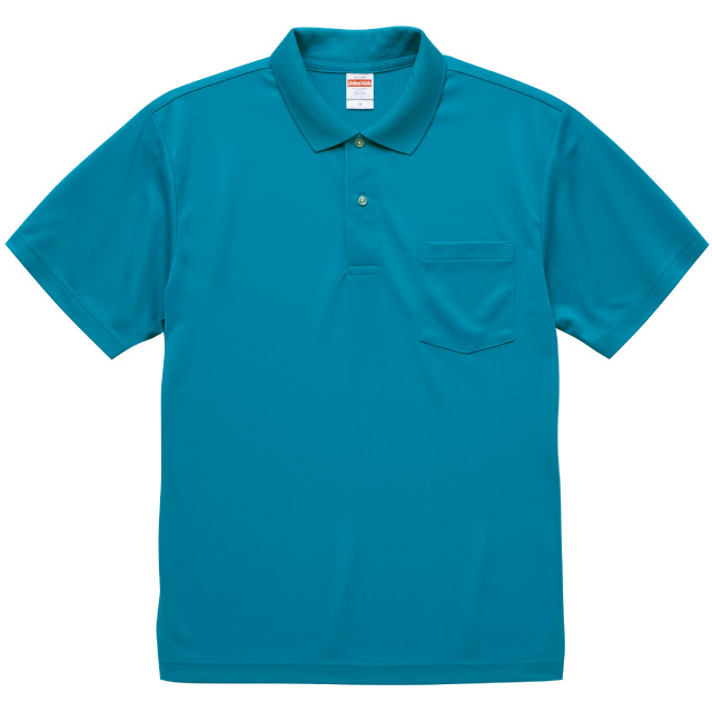 ターコイズブルー｜さらさらドライポロシャツ(ポケット付)
