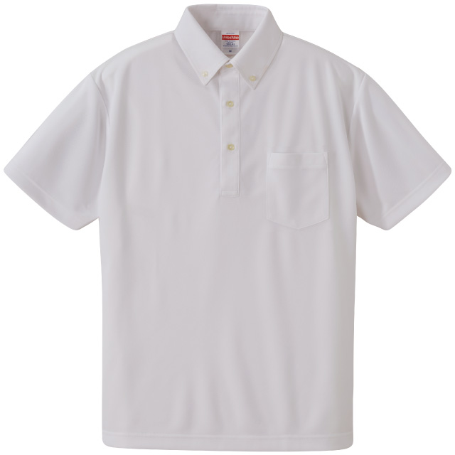 ホワイト｜さらさらドライボタンダウンポロシャツ（ポケット付き）