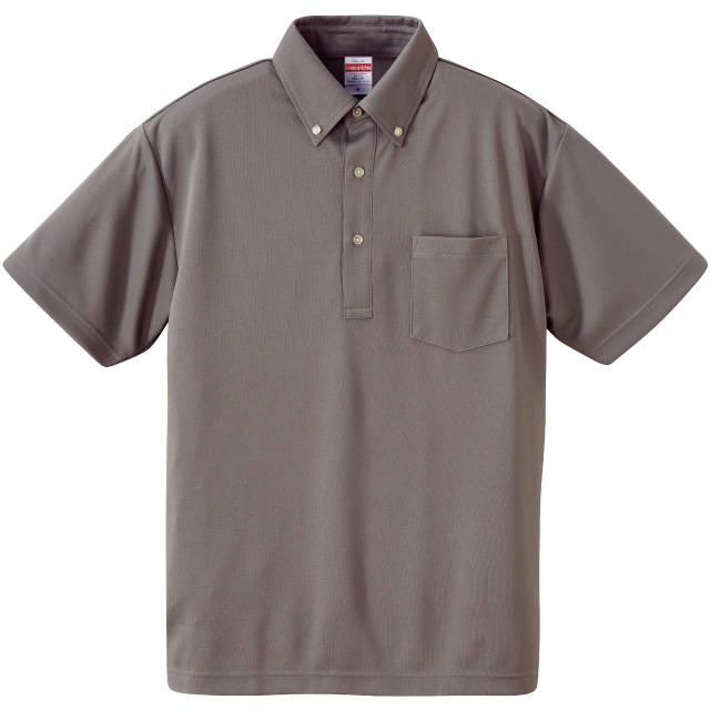 グレー｜さらさらドライボタンダウンポロシャツ（ポケット付き）
