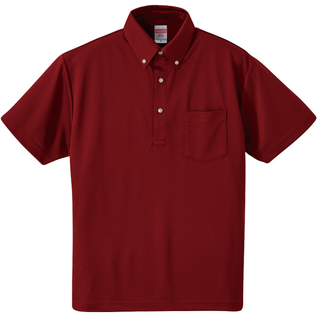 バーガンディ｜さらさらドライボタンダウンポロシャツ（ポケット付き）