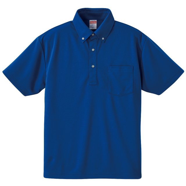 コバルトブルー｜さらさらドライボタンダウンポロシャツ（ポケット付き）