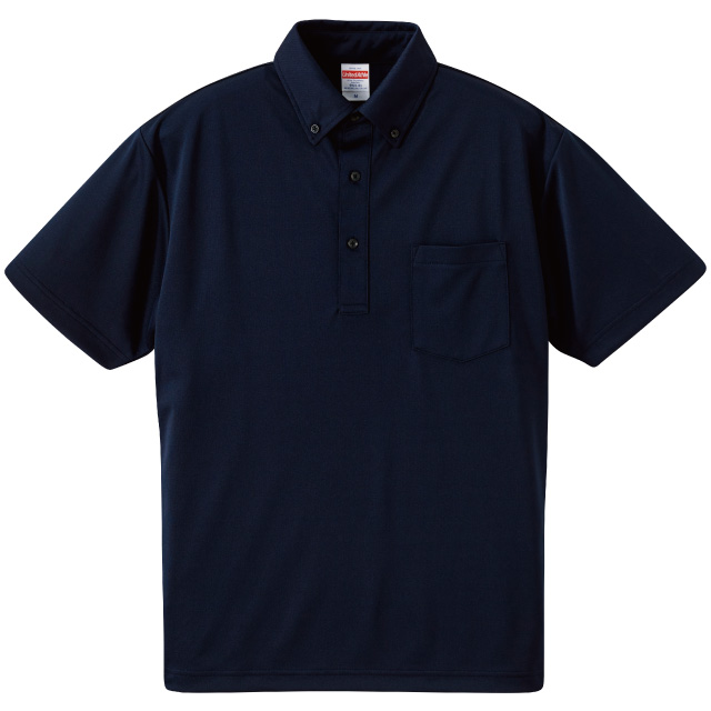 ネイビー｜さらさらドライボタンダウンポロシャツ（ポケット付き）