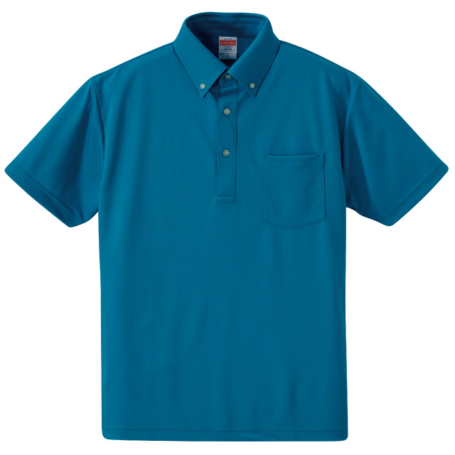 ターコイズブルー｜さらさらドライボタンダウンポロシャツ（ポケット付き）