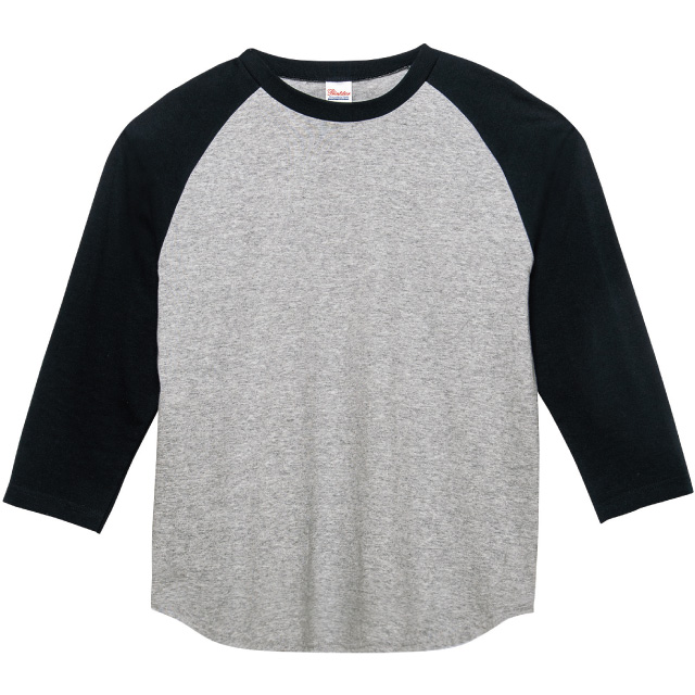 杢グレー×ブラック｜しっかりコットンベースボールTシャツ