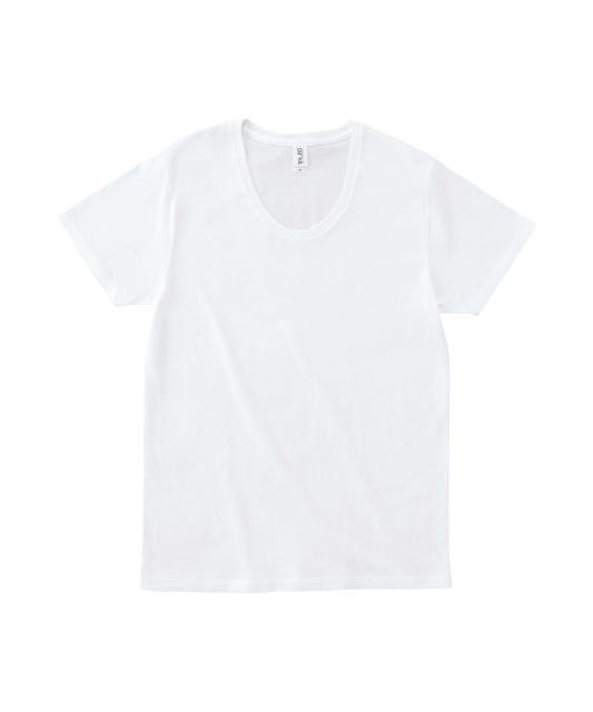 ホワイト｜スリムUネックTシャツ