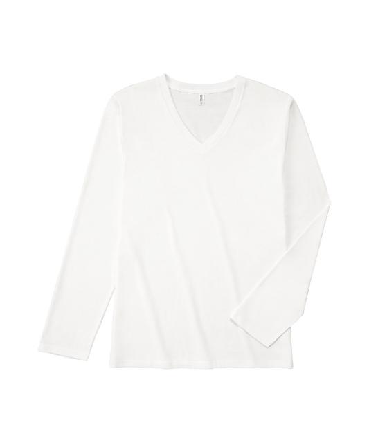 ホワイト｜グッドスタイルロンＴ（Ｖネック）