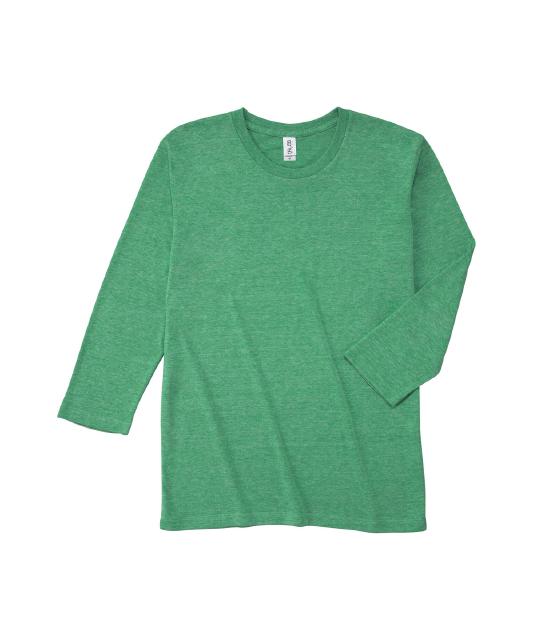 ヘザーグリーン｜ソフトシルエット7分袖Tシャツ