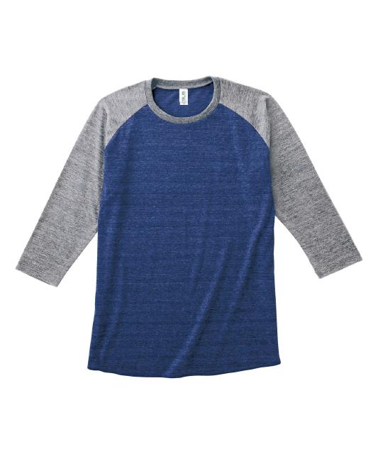 ヘザーディープネイビー×ヘザーグレー｜ナチュラルミックスベースボールＴシャツ