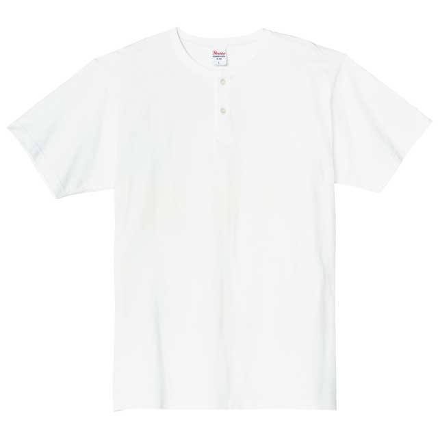 ホワイト｜コットンヘンリーネック